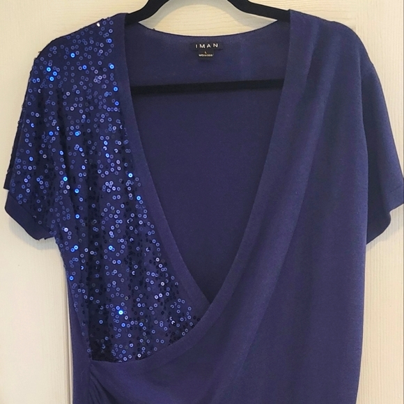 Iman Sparkley Blue Accent Sweater Large - Picture 8 of 9